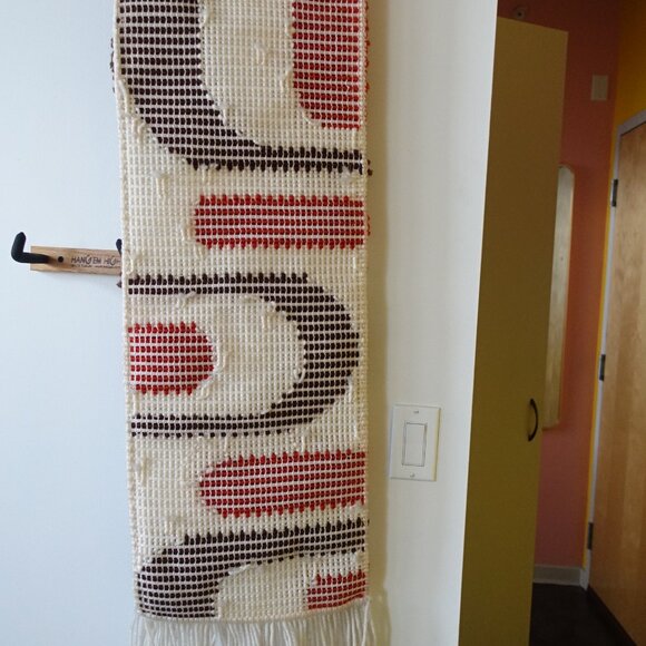 Vintage mcm latch hook rug groovy 70s mid century modern wall hanging - Picture 8 of 13